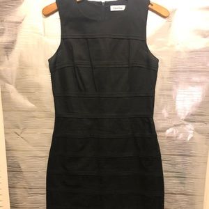 Calvin Klein Black Striped/Pleat Dress